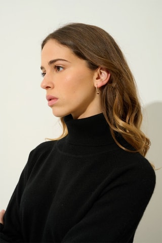 Pull Madeline 100% cachemire, 2 fils - Col montant - Noir