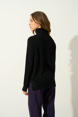 Pull Madeline 100% cachemire, 2 fils - Col montant - Noir