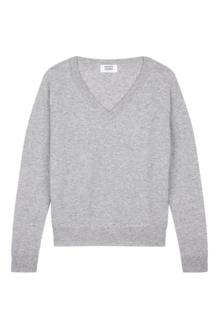 Pull Gardoria 100% cachemire, 2 fils - Col en V - Gris clair chiné