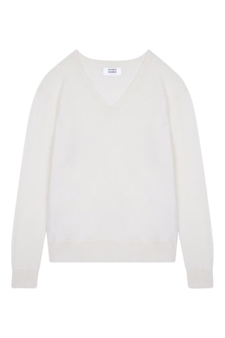 Pull Gardoria 100% cachemire, 2 fils - Col en V - Blanc