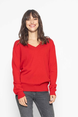 Pull Gardoria 100% cachemire, 2 fils - Col en V - Rouge