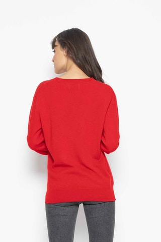 Pull Gardoria 100% cachemire, 2 fils - Col en V - Rouge