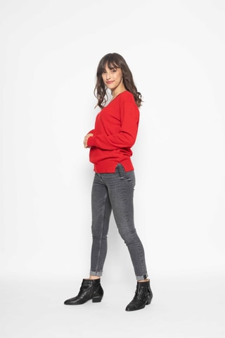 Pull Gardoria 100% cachemire, 2 fils - Col en V - Rouge