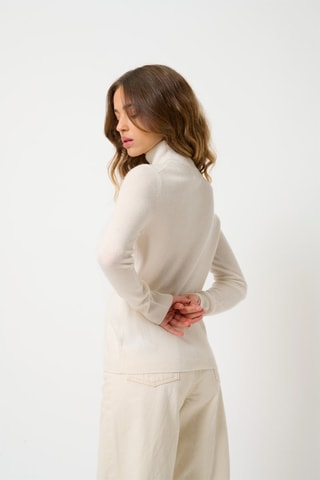 Pull Eileen 100% cachemire, 2 fils - Col montant - Blanc