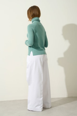 Pull Cassy 100% cachemire, 2 fils - Col montant - Vert