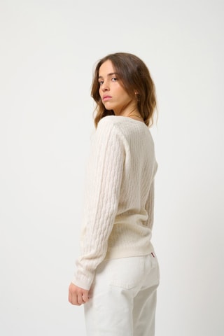 Pull Grasmoor 100% cachemire, 2 fils - Col en V - Blanc