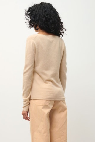 Pull Galise 100% cachemire, 2 fils - Col en V - Beige