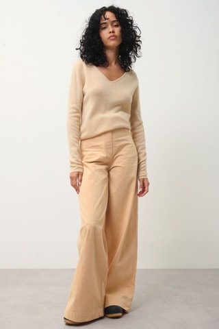 Pull Galise 100% cachemire, 2 fils - Col en V - Beige