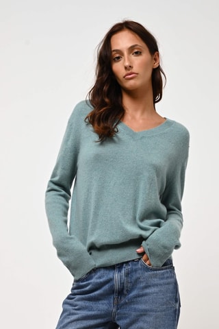 Pull Gardoria 100% cachemire - Col en V - Vert chiné