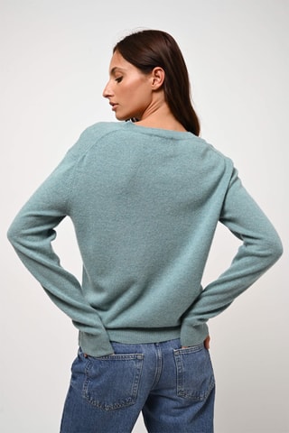Pull Gardoria 100% cachemire - Col en V - Vert chiné