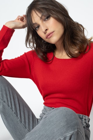 Pull Ecrin 100% cachemire, 2 fils - Col rond - Rouge