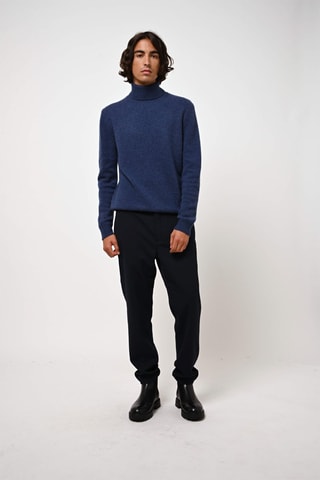 Pull Martin 100% cachemire, 4 fils - Col montant - Bleu foncé chiné, 340 g