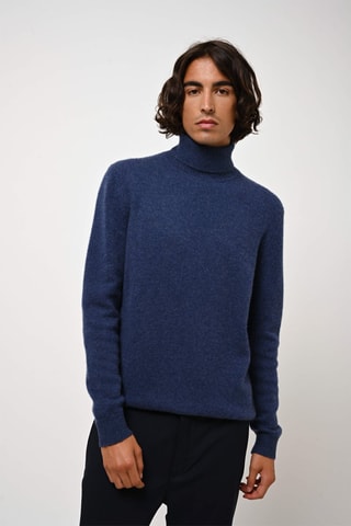 Pull Martin 100% cachemire, 4 fils - Col montant - Bleu foncé chiné, 340 g