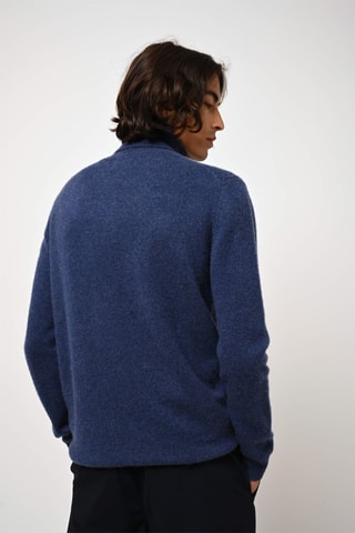Pull Martin 100% cachemire, 4 fils - Col montant - Bleu foncé chiné, 340 g