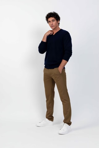 Pull Timeo 100% cachemire, 2 fils - Col en V - Bleu marine