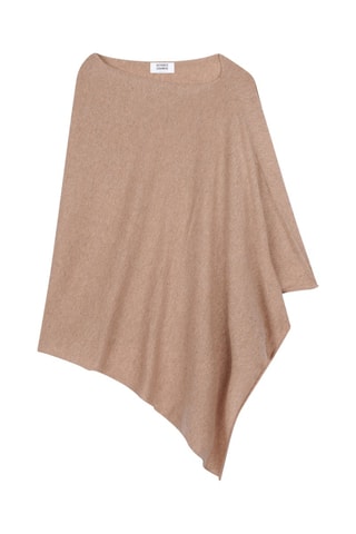 Poncho Carra 100% cachemire, 2 fils - Col asymétrique - Marron clair chiné