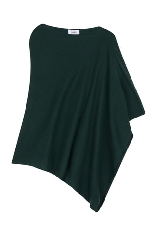 Poncho Carra 100% cachemire, 2 fils - Col asymétrique - Vert foncé