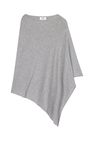 Poncho Carra 100% cachemire, 2 fils - Col asymétrique - Gris clair chiné
