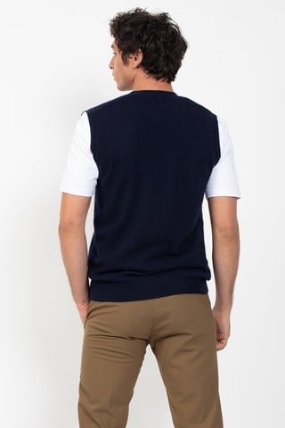 Gilet sans manches Hugo 100% cachemire, 2 fils - Col en V - Bleu nuit