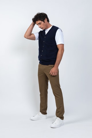 Gilet sans manches Hugo 100% cachemire, 2 fils - Col en V - Bleu nuit