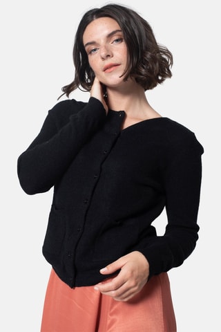 Gilet Caron 100% cachemire, 2 fils - Col rond - Noir