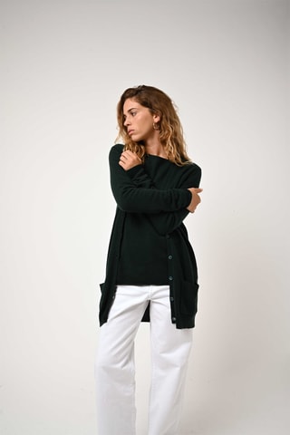 Gilet Cimet 100% cachemire - Col en V - Cyprès