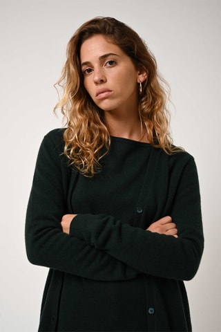 Gilet Cimet 100% cachemire - Col en V - Cyprès