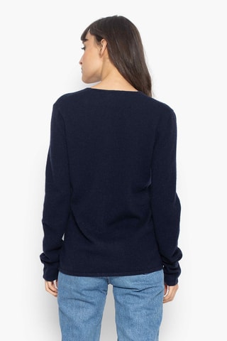 Gilet Chalais 100% cachemire, 2 fils - Col en V - Bleu marine