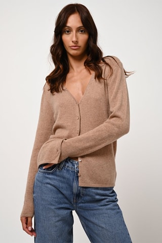  Gilet Chalais 100% cachemire, 2 fils - Col en V - Camel chiné