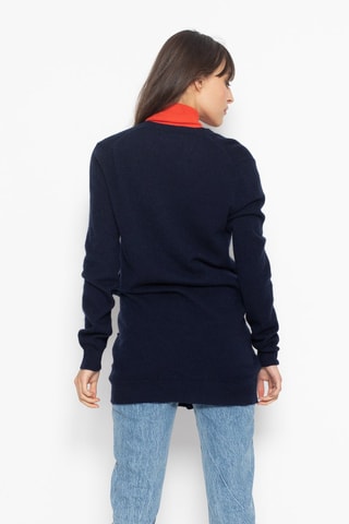 Gilet long Cimet 100% cachemire, 2 fils - Col en V - Bleu marine