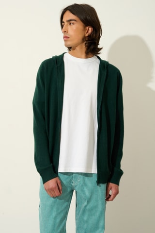 Gilet à capuche Neurre 100% cachemire - Cyprès