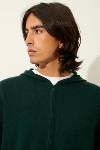 Gilet à capuche Neurre 100% cachemire - Cyprès