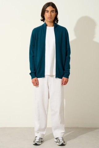 Gilet Albaron 100% cachemire - Col montant - Vert canard