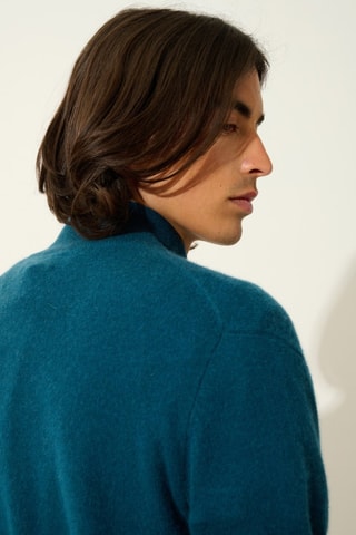 Gilet Albaron 100% cachemire - Col montant - Vert canard