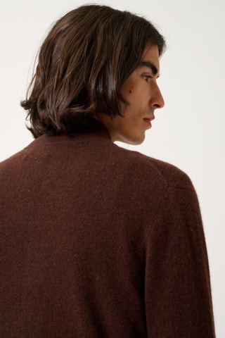 Gilet Albaron 100% cachemire - Col montant - Café