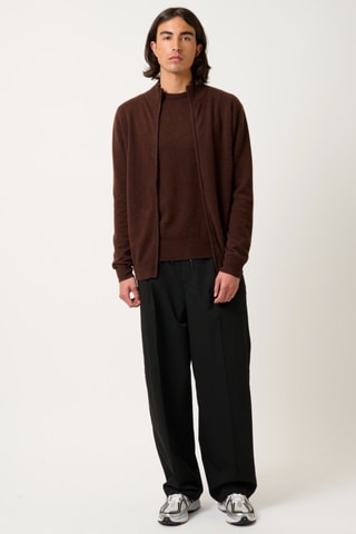 Gilet Albaron 100% cachemire - Col montant - Café