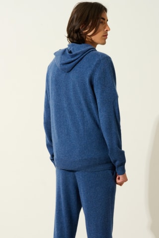 Gilet à capuche Neurre 100% cachemire - Océan chiné
