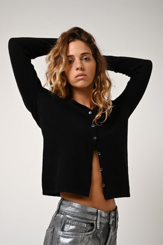  Gilet Chalais 100% cachemire, 2 fils - Col en V - Noir