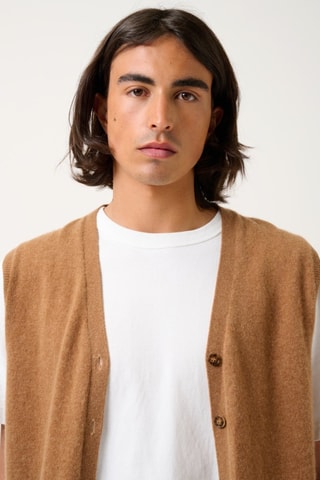 Gilet sans manches Hugo 100% cachemire - Col en V - Noisette