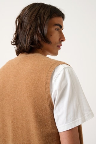 Gilet sans manches Hugo 100% cachemire - Col en V - Noisette