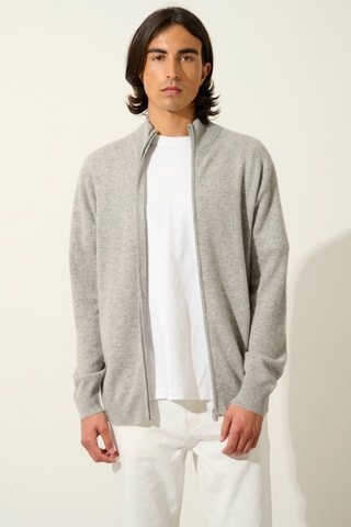 Gilet Albaron 100% cachemire - Col montant - Nuage chiné