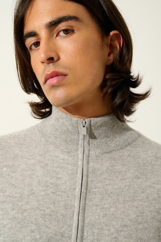 Gilet Albaron 100% cachemire - Col montant - Nuage chiné