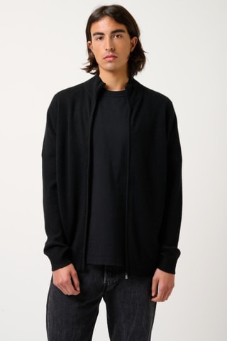 Gilet Albaron 100% cachemire - Col montant - Noir