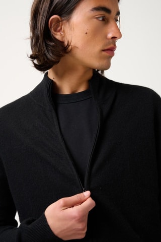 Gilet Albaron 100% cachemire - Col montant - Noir