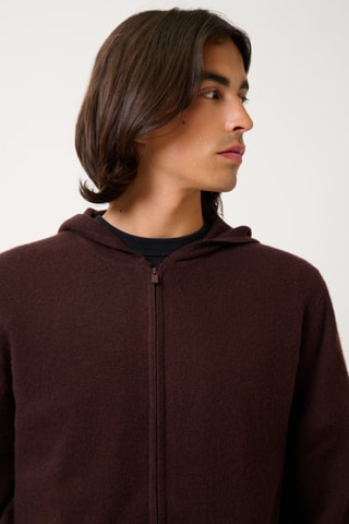 Gilet à capuche Neurre 100% cachemire - Chocolat