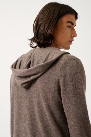 Gilet à capuche Neurre 100% cachemire - Taupe chiné