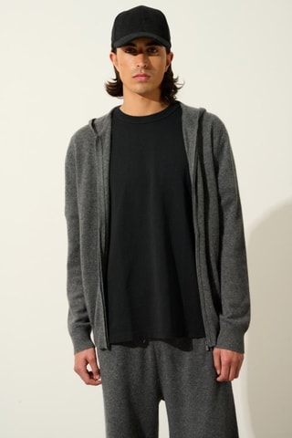 Gilet à capuche Neurre 100% cachemire - Anthracite chiné