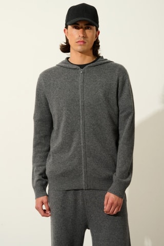 Gilet à capuche Neurre 100% cachemire - Anthracite chiné