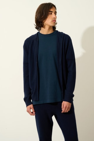 Gilet à capuche Neurre 100% cachemire - Bleu marine
