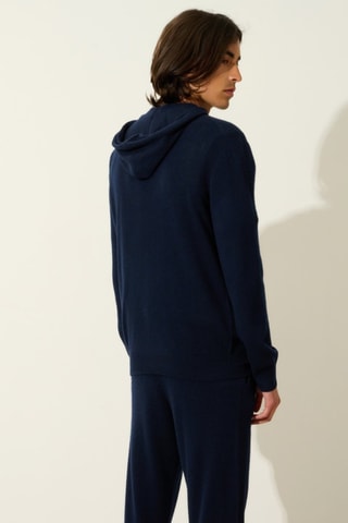 Gilet à capuche Neurre 100% cachemire - Bleu marine